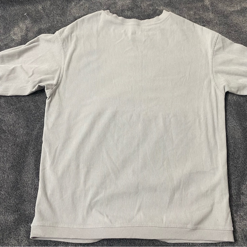Light Gray Ribbed Oversized Sweatshirt with Pink "THE COAST" Graphic Size Med - Picture 5 of 8